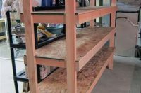 02 wooden basement sturdy shelving for bins