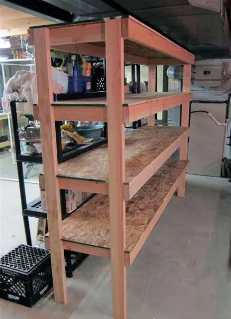 wooden basement sturdy shelving for bins