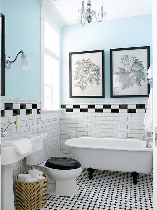 05 black and white bathroom border wall tiles