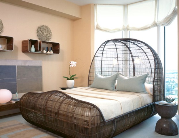 woven rattan bed