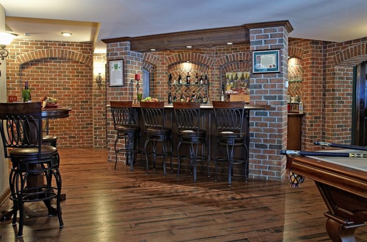 pub-styled basement bar