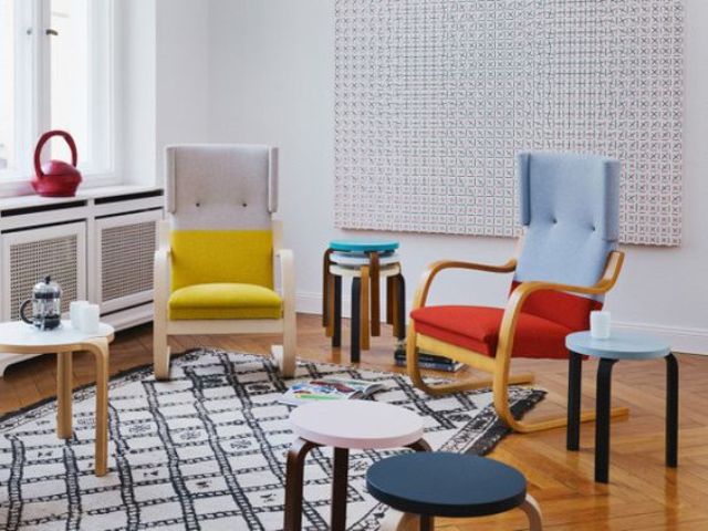 color blocked Poang chairs