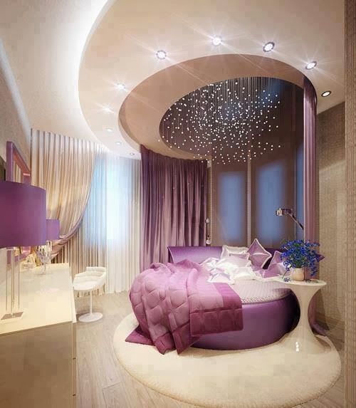 round purple bed