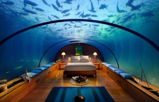 An Amazing Underwater Bedroom From Conrad Maldives Rangali Islands Resort (via conradhotels3)
