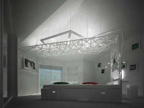 A Bedroom With A Complicated Canopy (via karako)