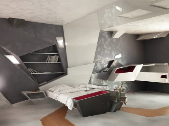 Futuristic Bedroom Design (via digsdigs)