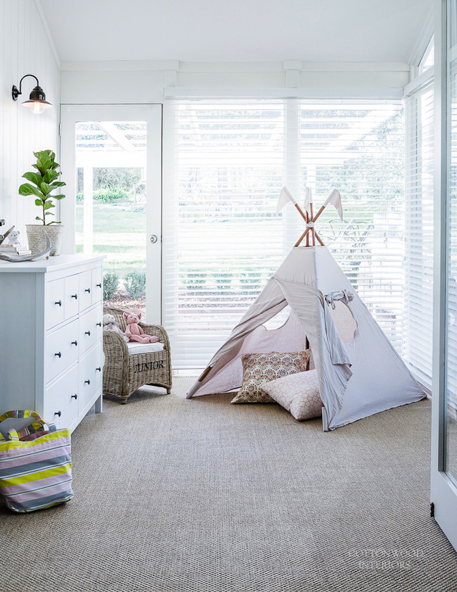 kids' playroom with pastel touches