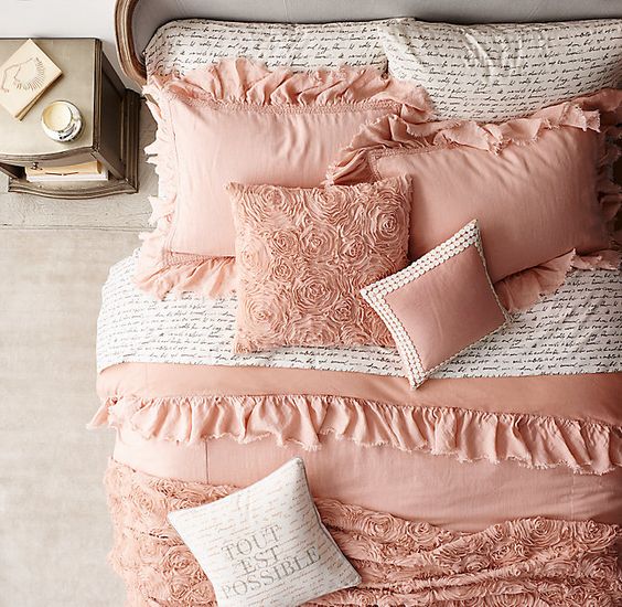 ruffled and rose vignette bedding