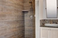 12 faux wood shower tiles