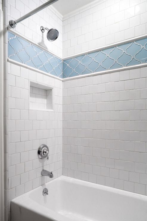 13 blue arabesque tiles for the shower zone