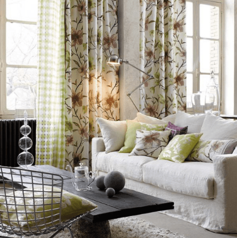curtains and upholstery of natural fabrics