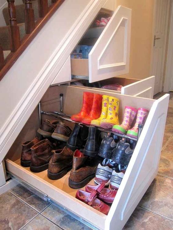 shoes storage under the stairs