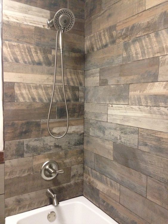 wood-inspired shower tiles