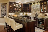 17 chic dark-colored basement bar with white chairs