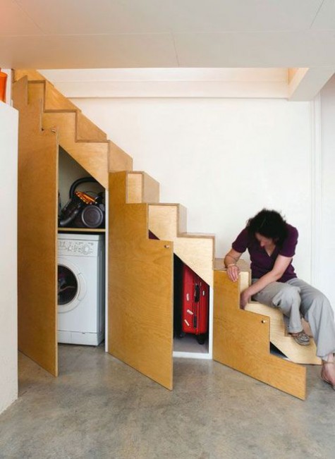 laundry under the stairs