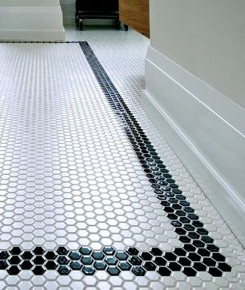 black border mosaic tiles for the bathroom floor