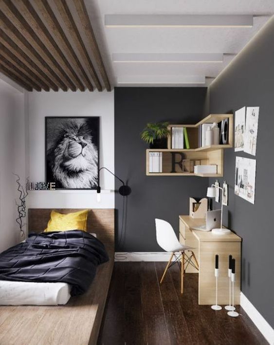 a teen room with a practical platform bed