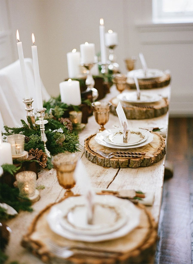 Use wood slices as Thanksgiving place settings. They'd look gorgeous!