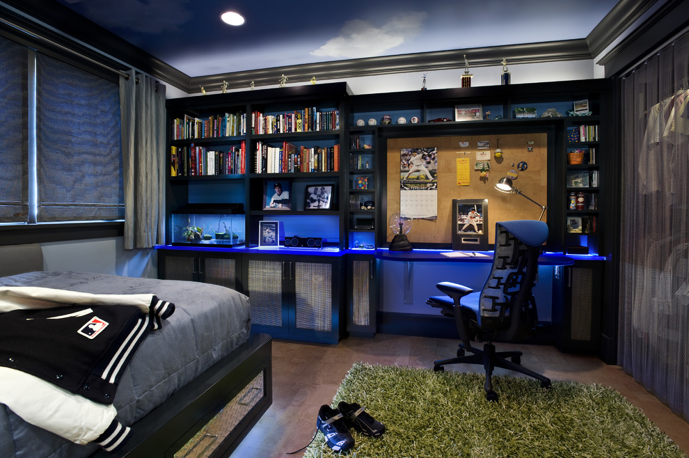 If your kid into video games, built-in lighting is one of those things that can make a teen room cool and hip enough.