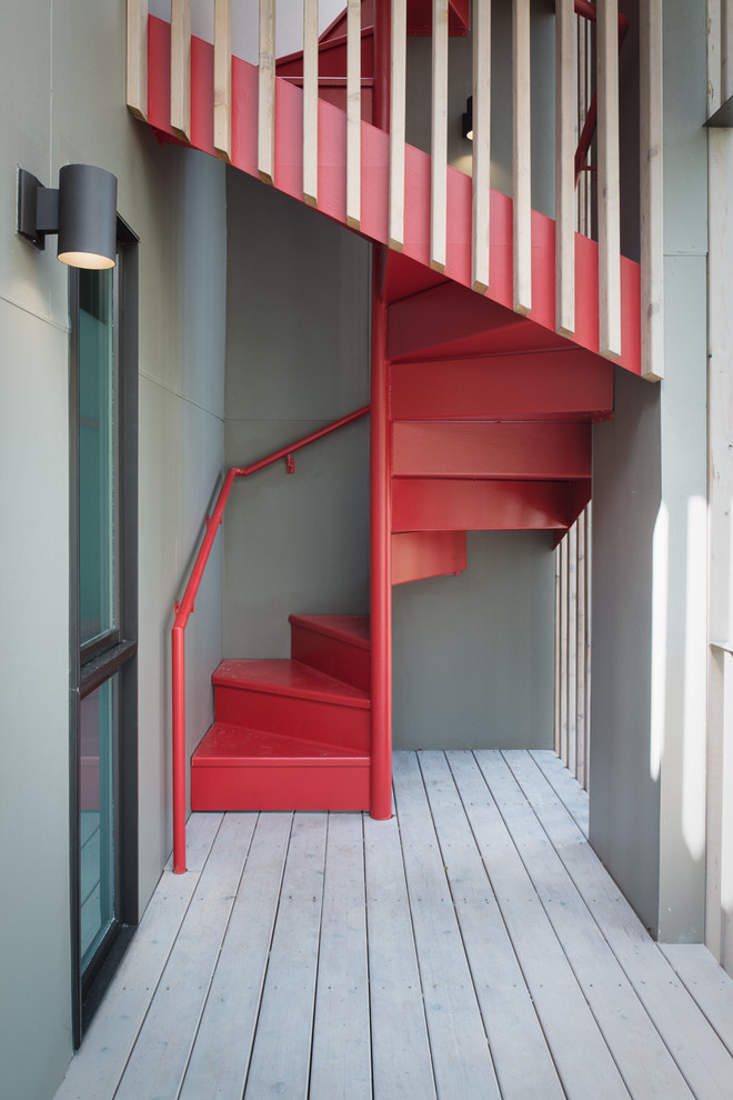 A red steel staircase would become a focal point of any space.