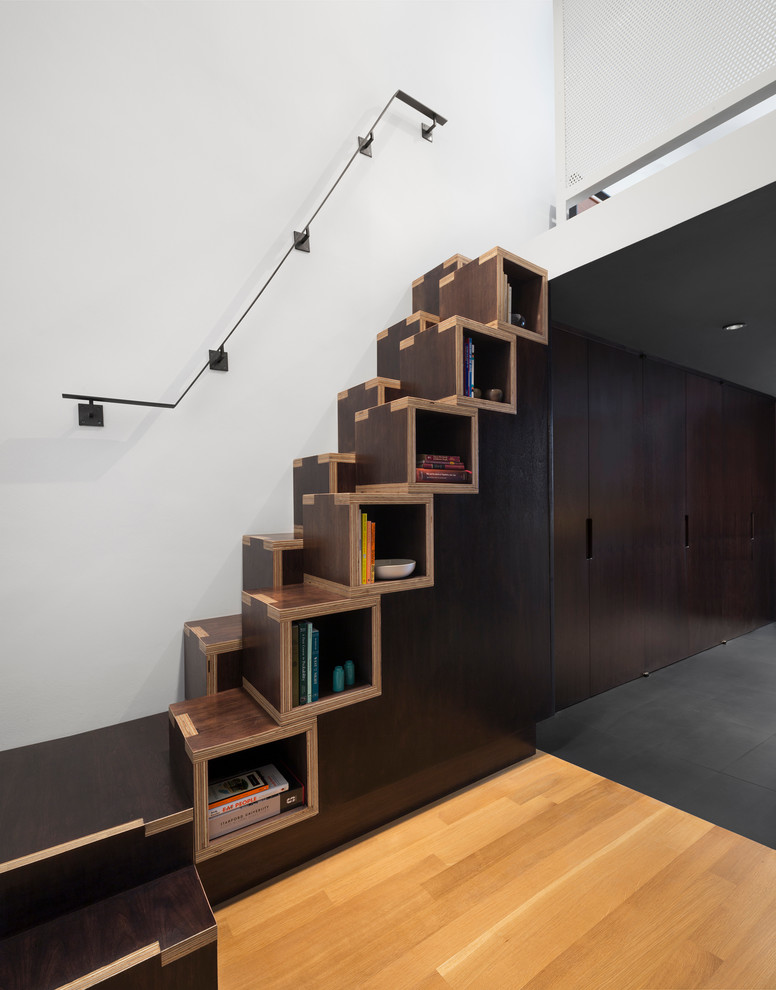 Simple cubbies could become your stairs. Cute and practical!