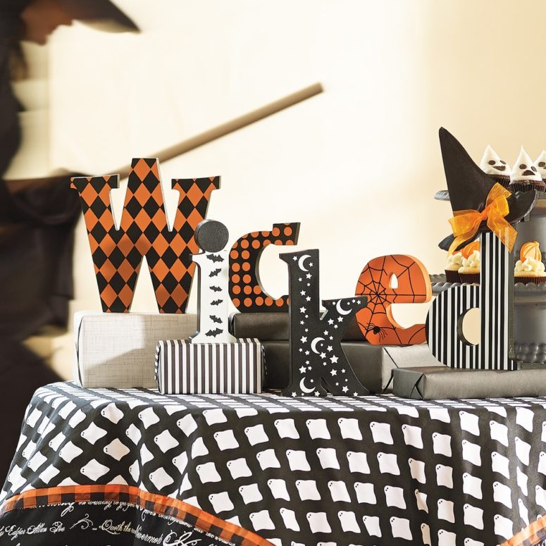Share a bewitching message right on your mantel with block letters.