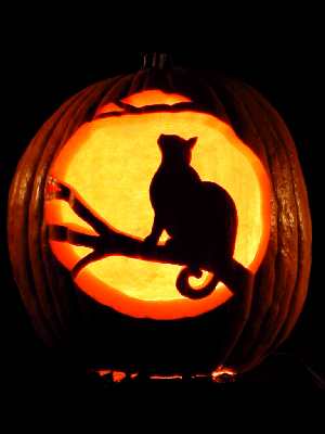 Moonlit cat carving
