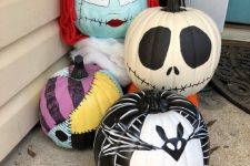 Nightmare Before Christmas pumpkins will turn your space into Tim Burton inspired one and will add style to your Halloween party