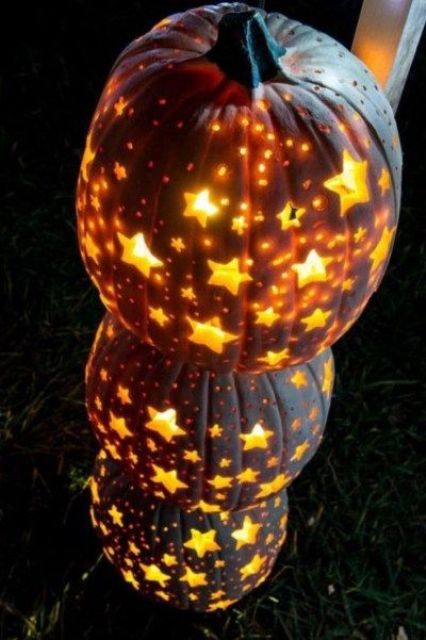 beautiful star jack-o-lanterns aren't scary at all and will match not only Halloween but also fall