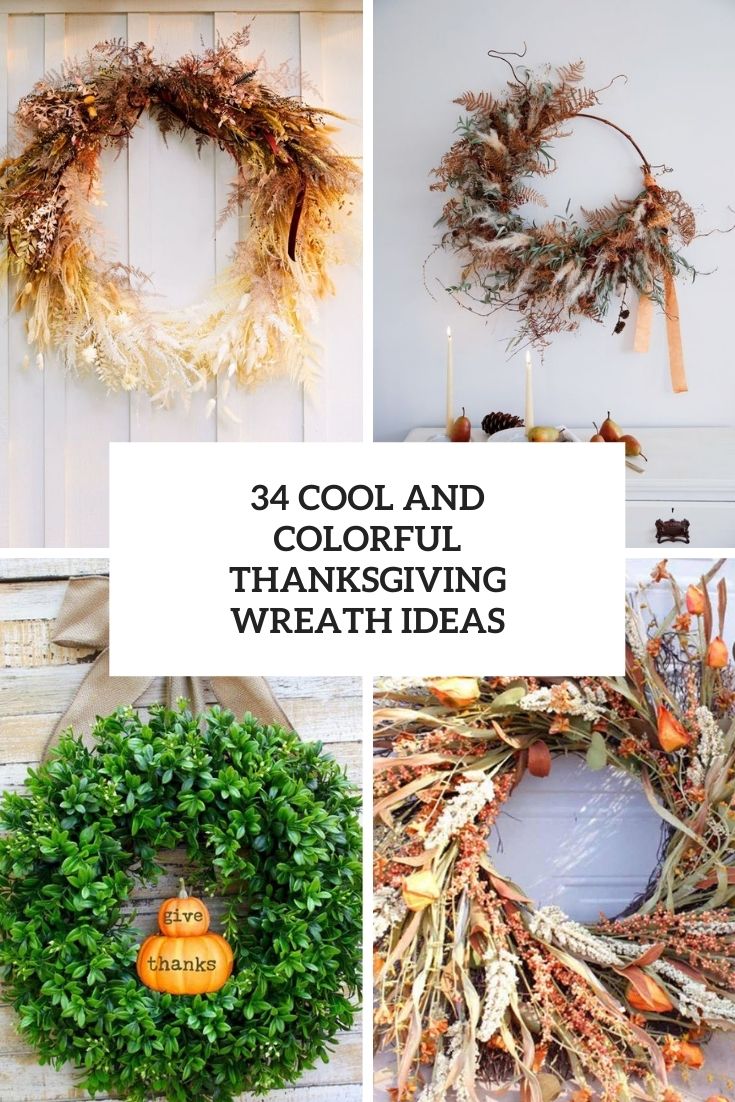 cool and colorful thanksgiving wreath ideas
