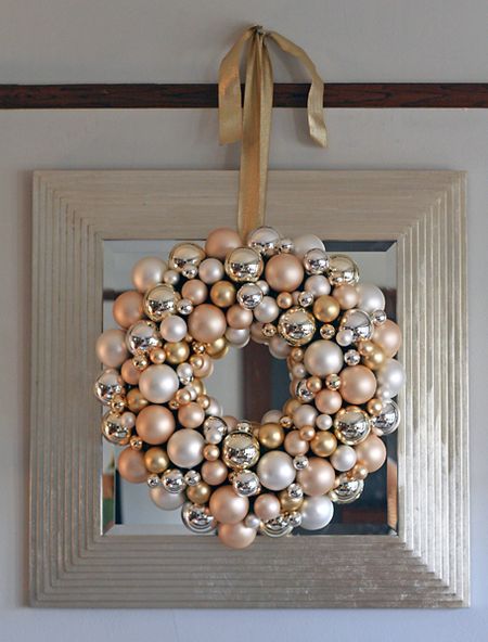 For some classy Christmas decor choose a simple bulb wreath.