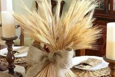 a stylish wheat fall centerpiece