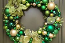 a lovely christmas wreath made of ornaments