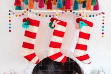 colorful stockings always looks great on a mantel