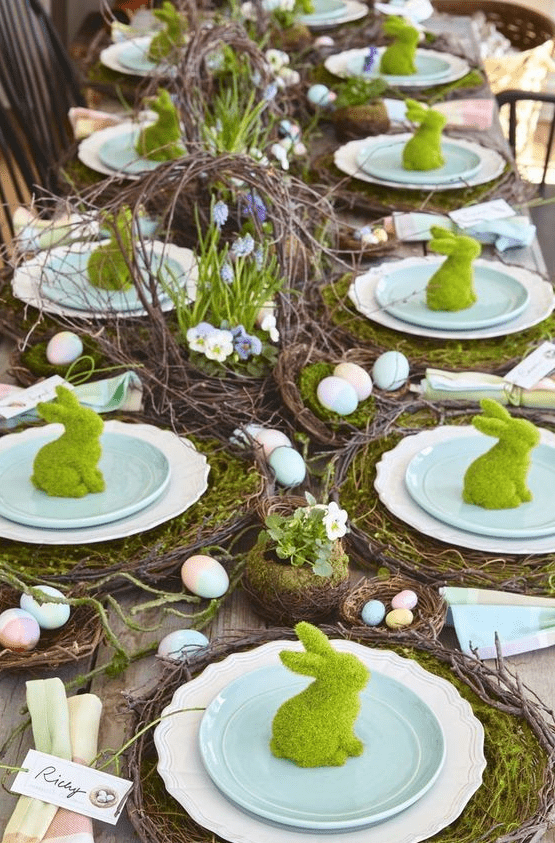a stylish rustic easter table setting