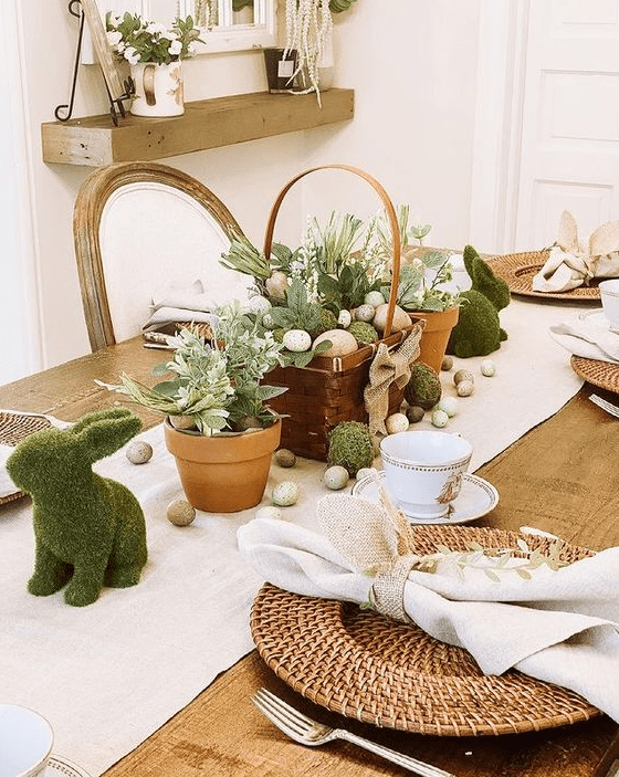 a cozy rustic easter table setting