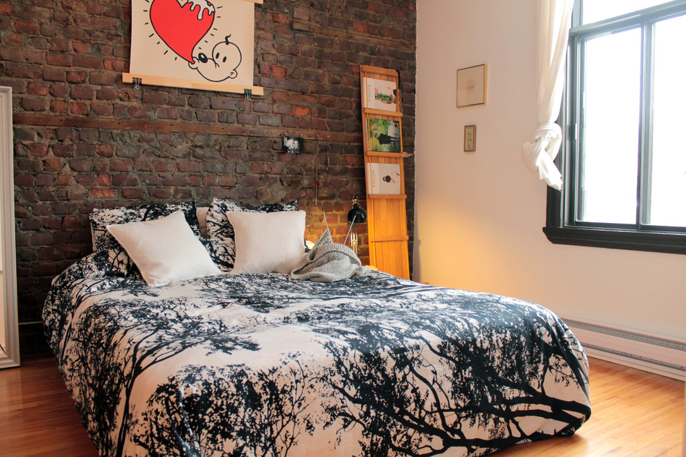 If you're choosing to preserve such wall in a bedroom make sure it to mix with an interesting bedding set.