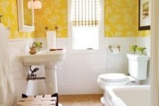 a lovely vintage yellow bathroom design