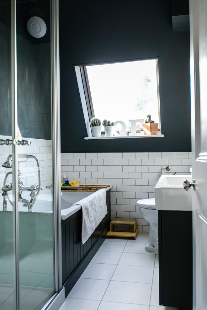 going dark could help to create a cocooning feel especially in an attic bathroom