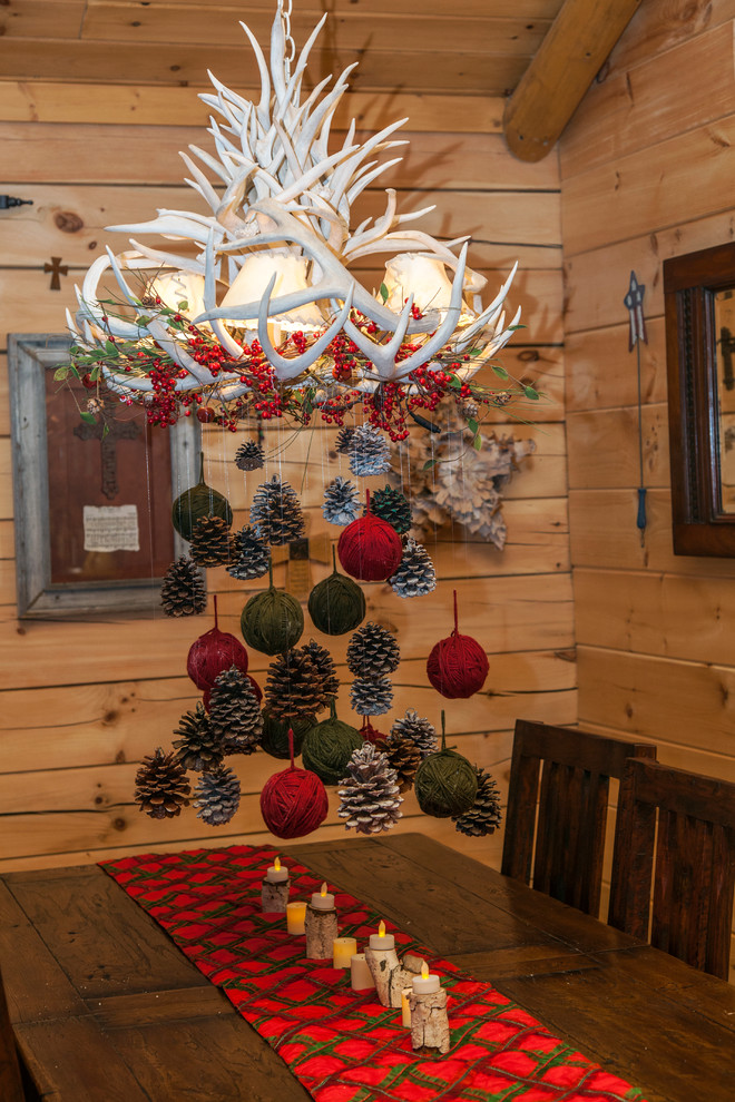 Pinecones are perfect way to add some rustic charm to any space. Even to a log cabin.