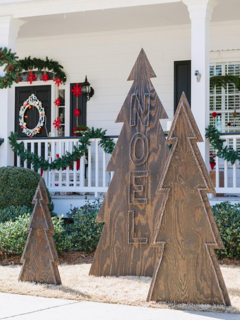 You can make cool outdoor Christmas tree alternatives from plywood sheets!