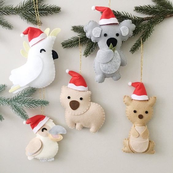 lovely bird and Australian animals felt Christmas ornaments will be totally loved by your kids