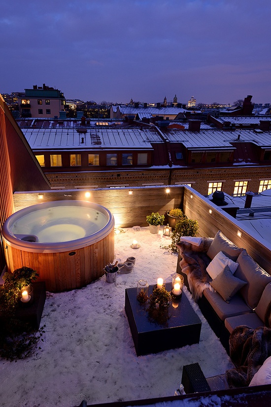 A hot tub is another luxurious thing to make your terrace a gorgeous place to spend time after working hours.