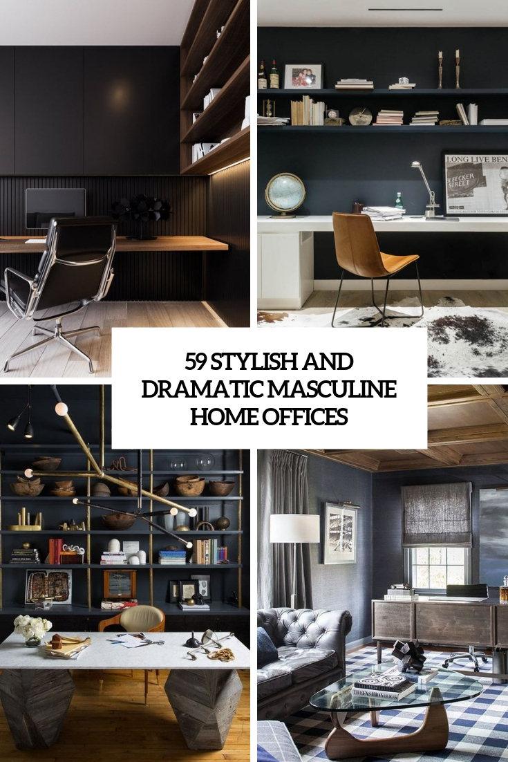 stylish and dramatic masculine home offices