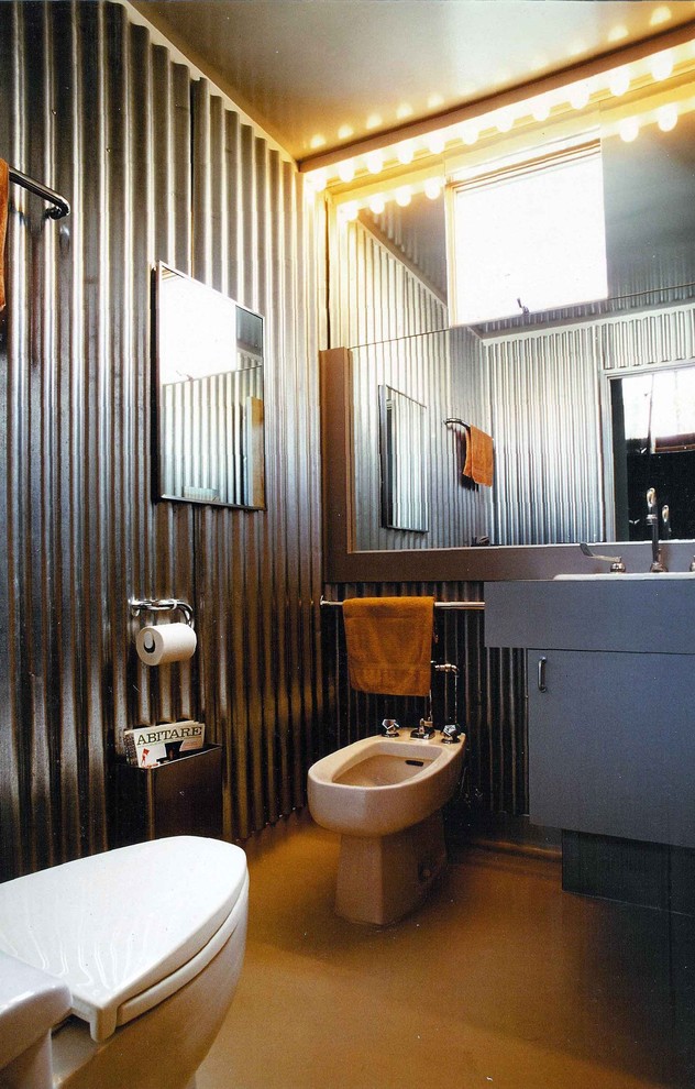 Using construction materials, like corrugated steel works well if you look for a manly vibe for your room.
