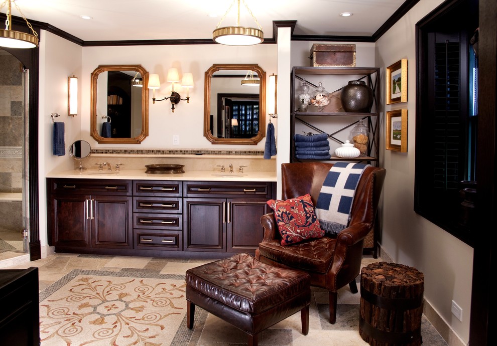 A lounge area is a stylish addition if your bathroom is spacious enough.