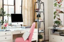 a bright pink covered chair will refresh your home office instantly – just buy on and put it on the chair