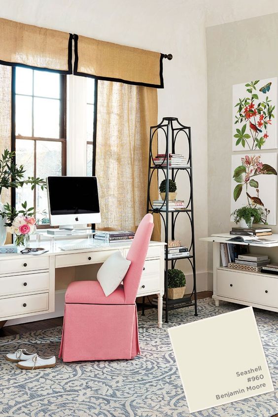 a bright pink covered chair will refresh your home office instantly - just buy on and put it on the chair