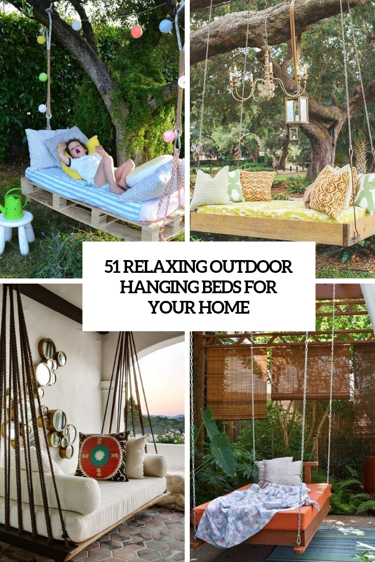 relaxing outdoor hanging beds for your home