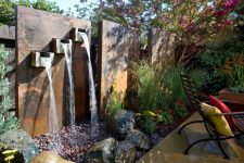a contermporary waterfeature could also be made of metal